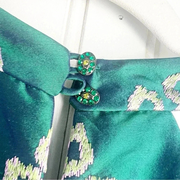 Kay Unger Size 12 Green irradiance V-Neck Racer Back Embroidered Dress NEW! - Picture 5 of 7